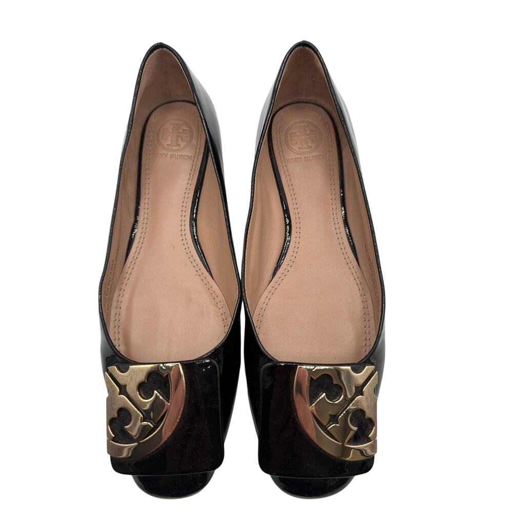 ⭐️ Women’s Tory Burch Black Patent Leather Ballet Flats Size 6.5 Preppy Designer